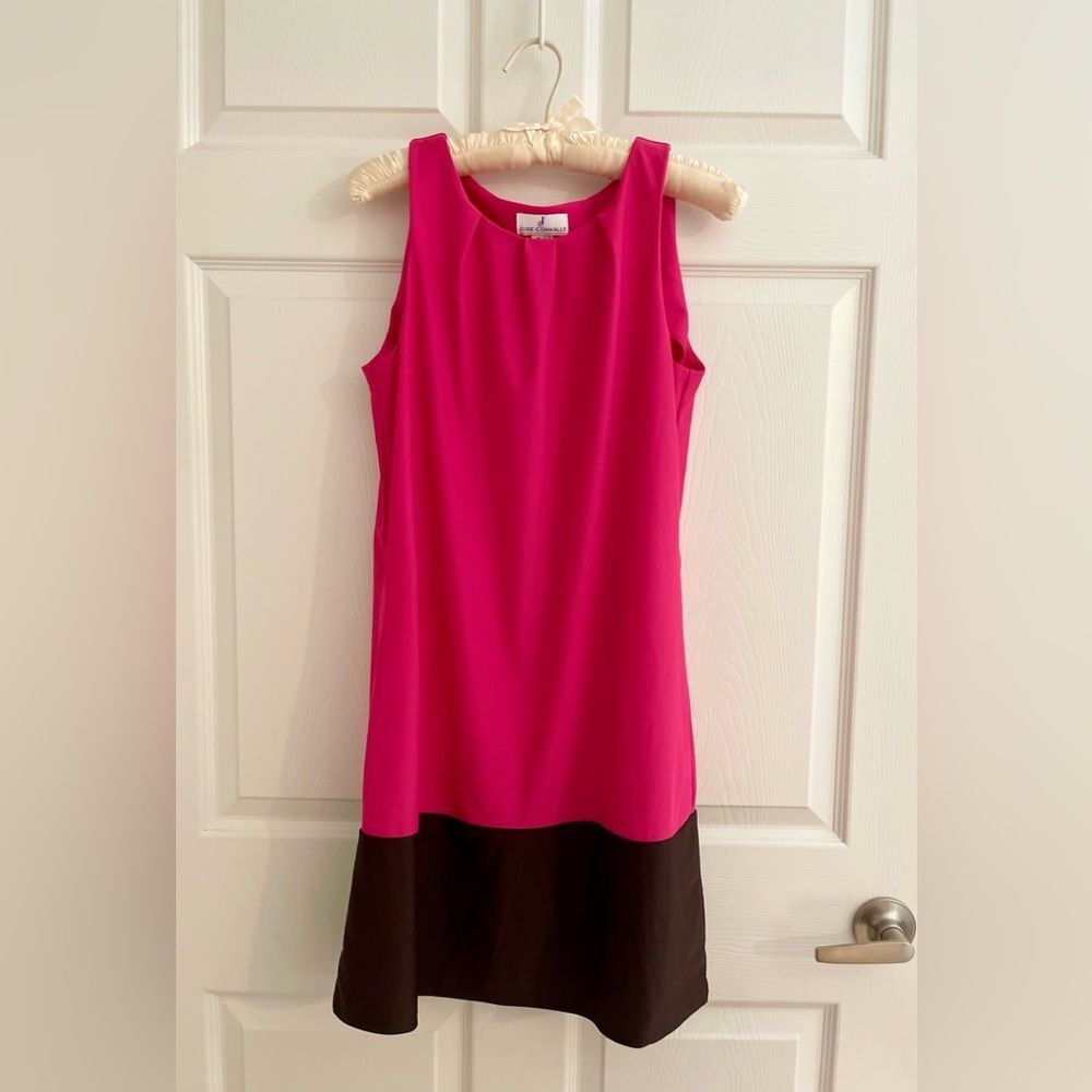 Jude Connally Sleeveless Dress Colorblock Pink Brown Size S